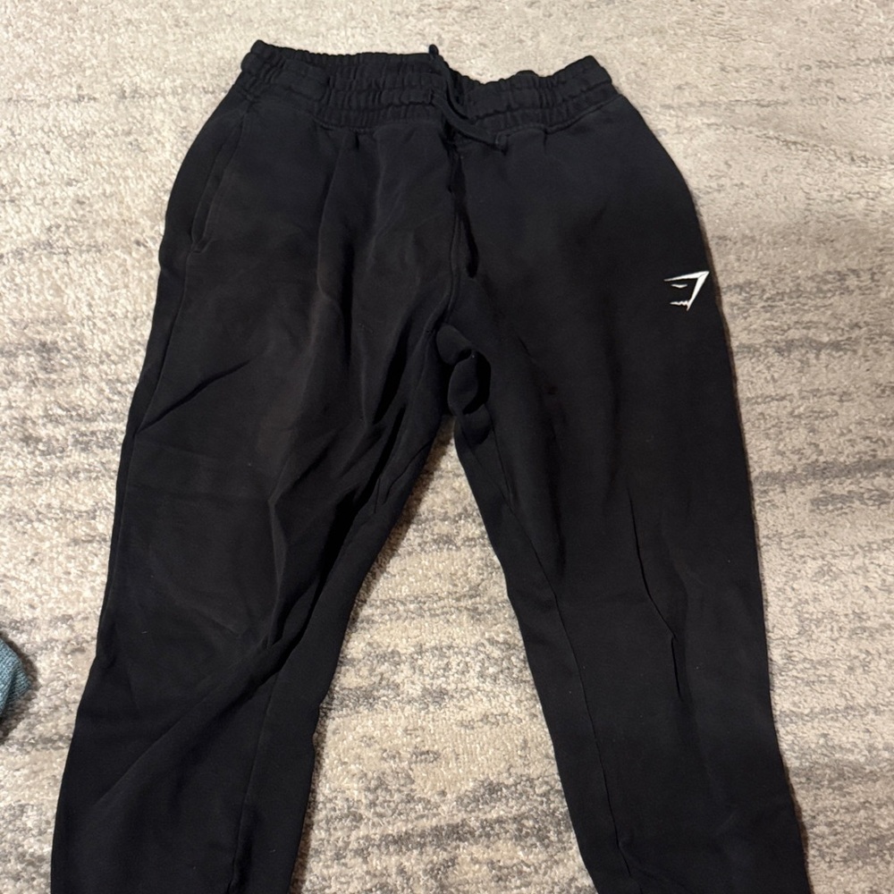 Gymshark Black Jogger Pants with White Logo
